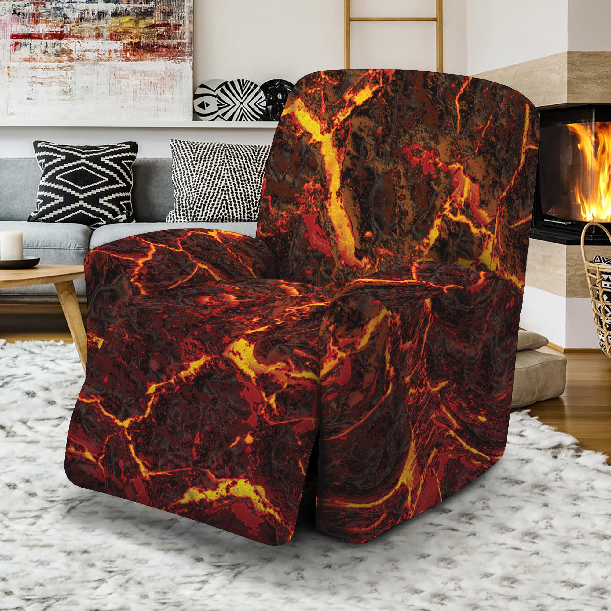 Molten Lava Print Recliner Slipcover