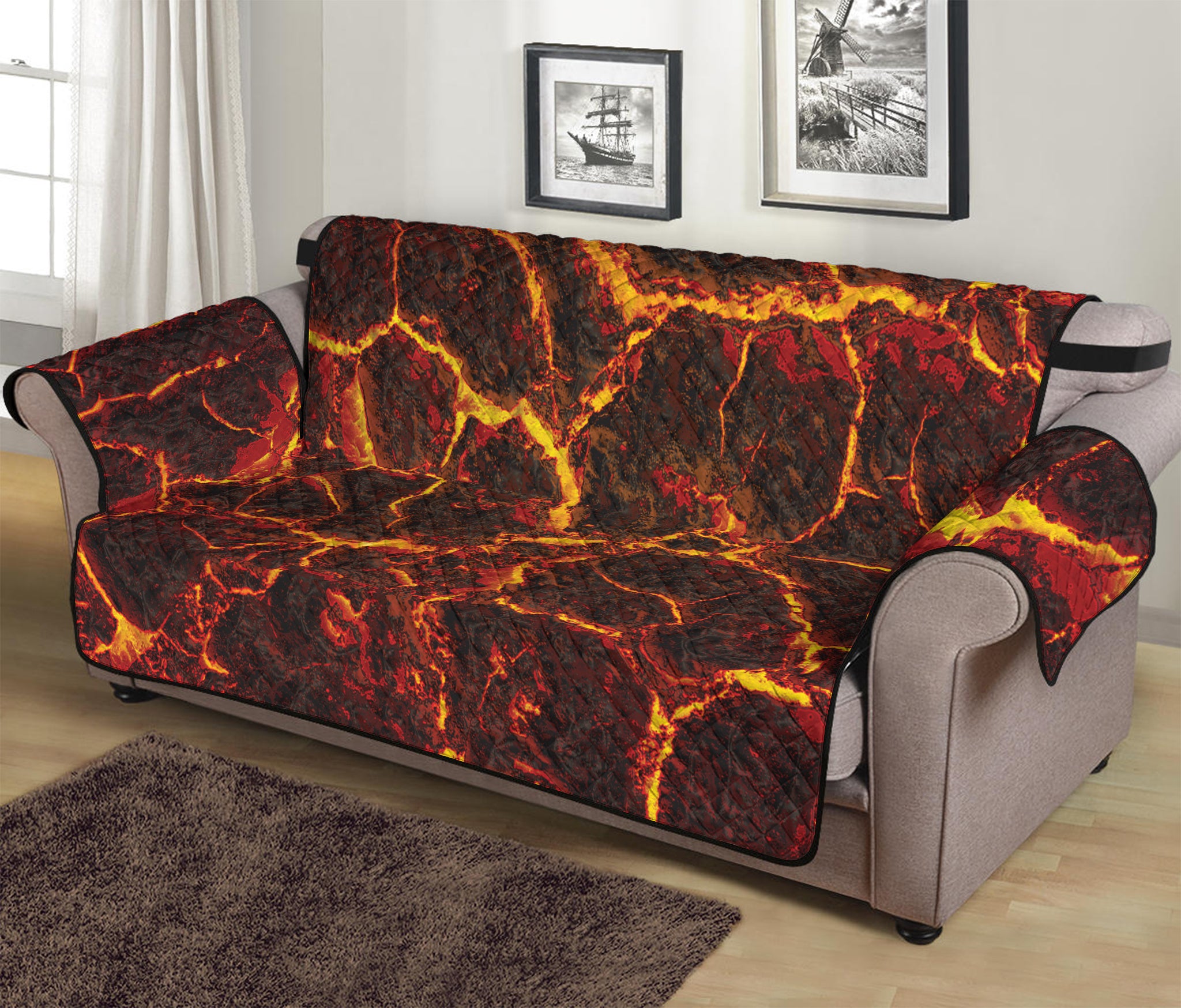 Molten Lava Print Sofa Protector