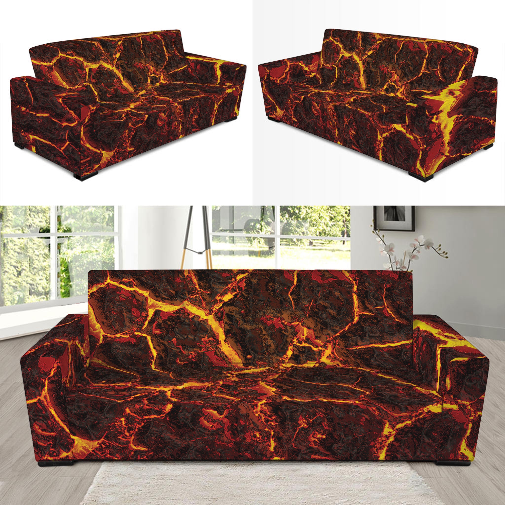 Molten Lava Print Sofa Slipcover