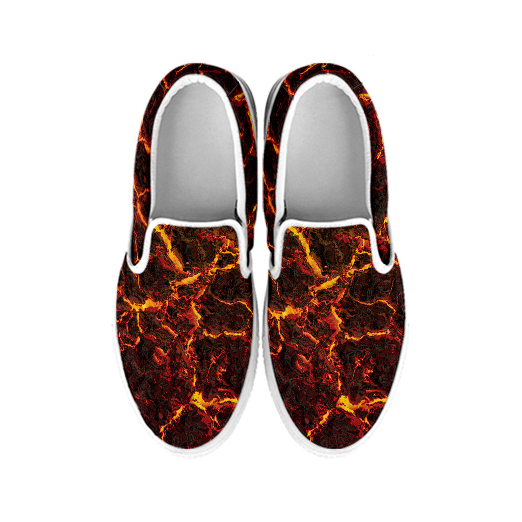 Molten Lava Print White Slip On Shoes