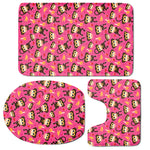 Monkey And Banana Pattern Print 3 Piece Bath Mat Set