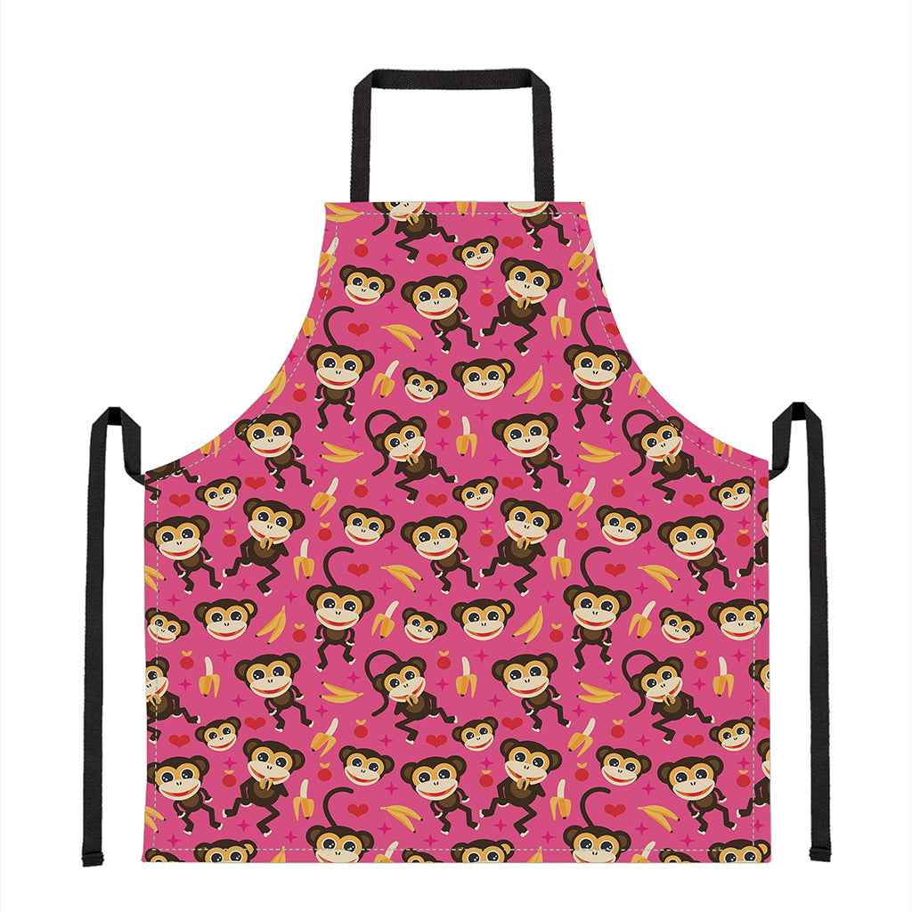 Monkey And Banana Pattern Print Apron