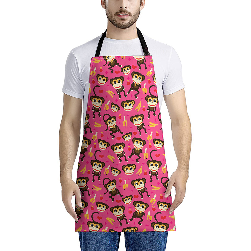 Monkey And Banana Pattern Print Apron