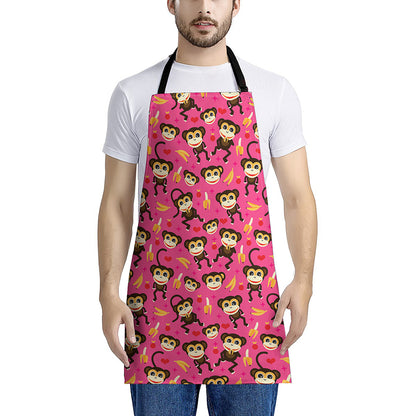 Monkey And Banana Pattern Print Apron