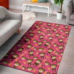Monkey And Banana Pattern Print Area Rug