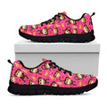 Monkey And Banana Pattern Print Black Running Shoes