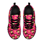 Monkey And Banana Pattern Print Black Sneakers