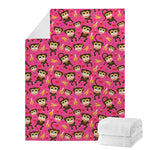 Monkey And Banana Pattern Print Blanket