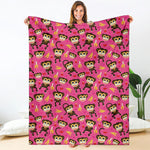 Monkey And Banana Pattern Print Blanket