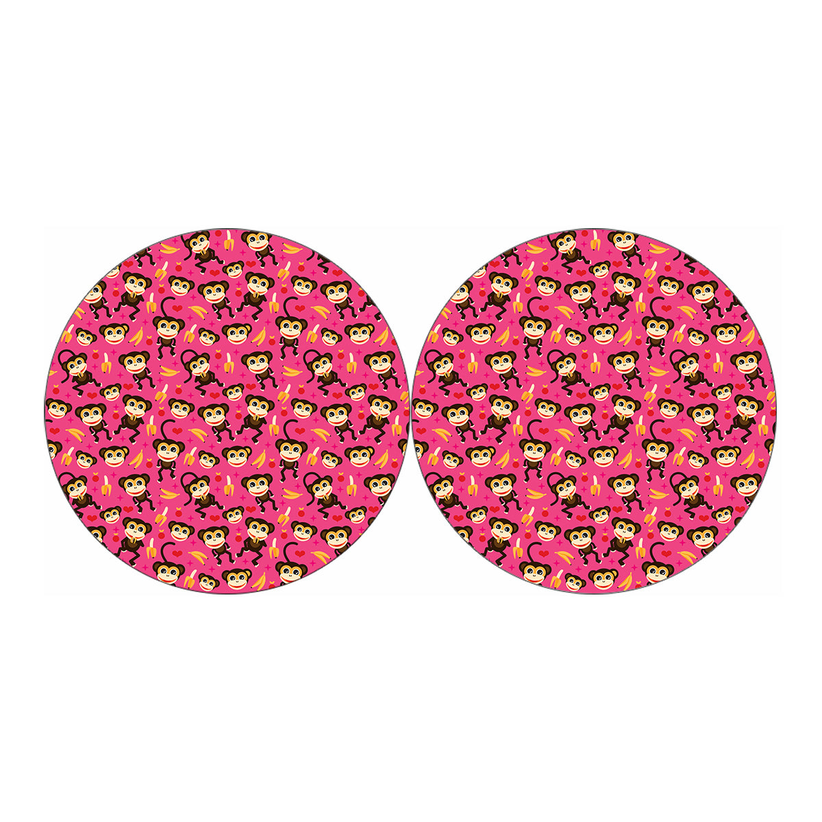 Monkey And Banana Pattern Print Car Coasters