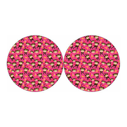 Monkey And Banana Pattern Print Car Coasters