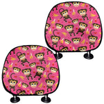 Monkey And Banana Pattern Print Car Headrest Covers