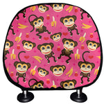 Monkey And Banana Pattern Print Car Headrest Covers