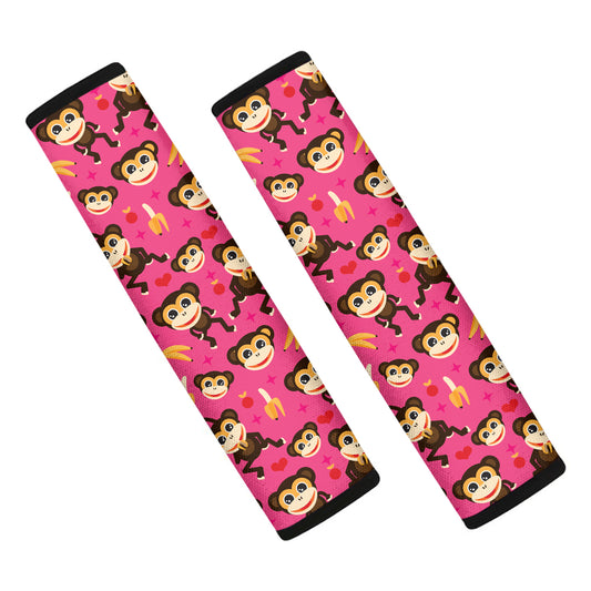Monkey And Banana Pattern Print Car Seat Belt Covers