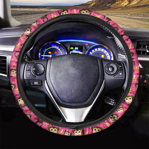 Monkey And Banana Pattern Print Car Steering Wheel Cover