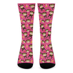 Monkey And Banana Pattern Print Crew Socks