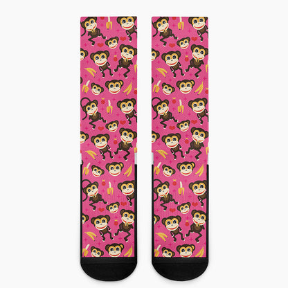 Monkey And Banana Pattern Print Crew Socks