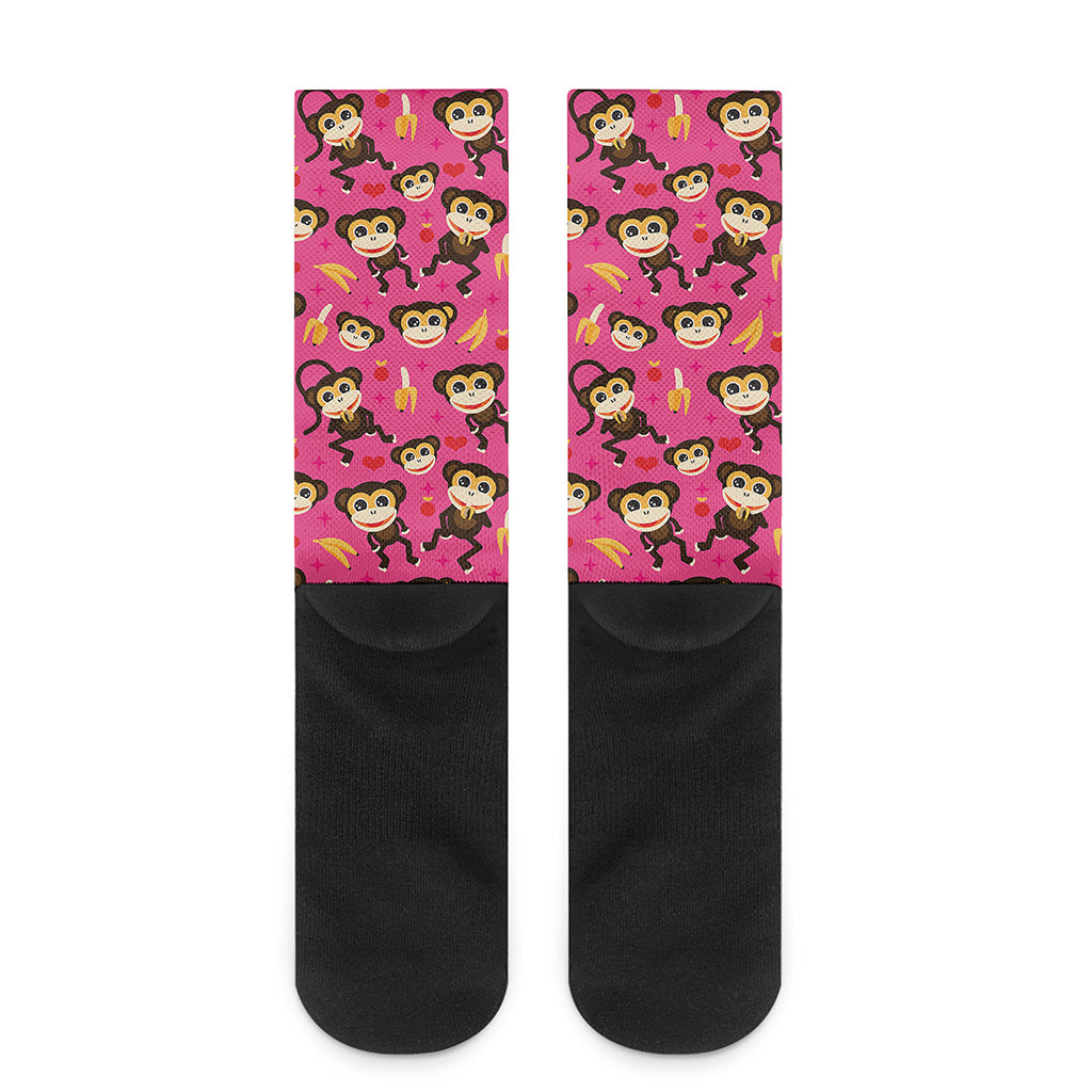 Monkey And Banana Pattern Print Crew Socks