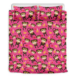 Monkey And Banana Pattern Print Duvet Cover Bedding Set