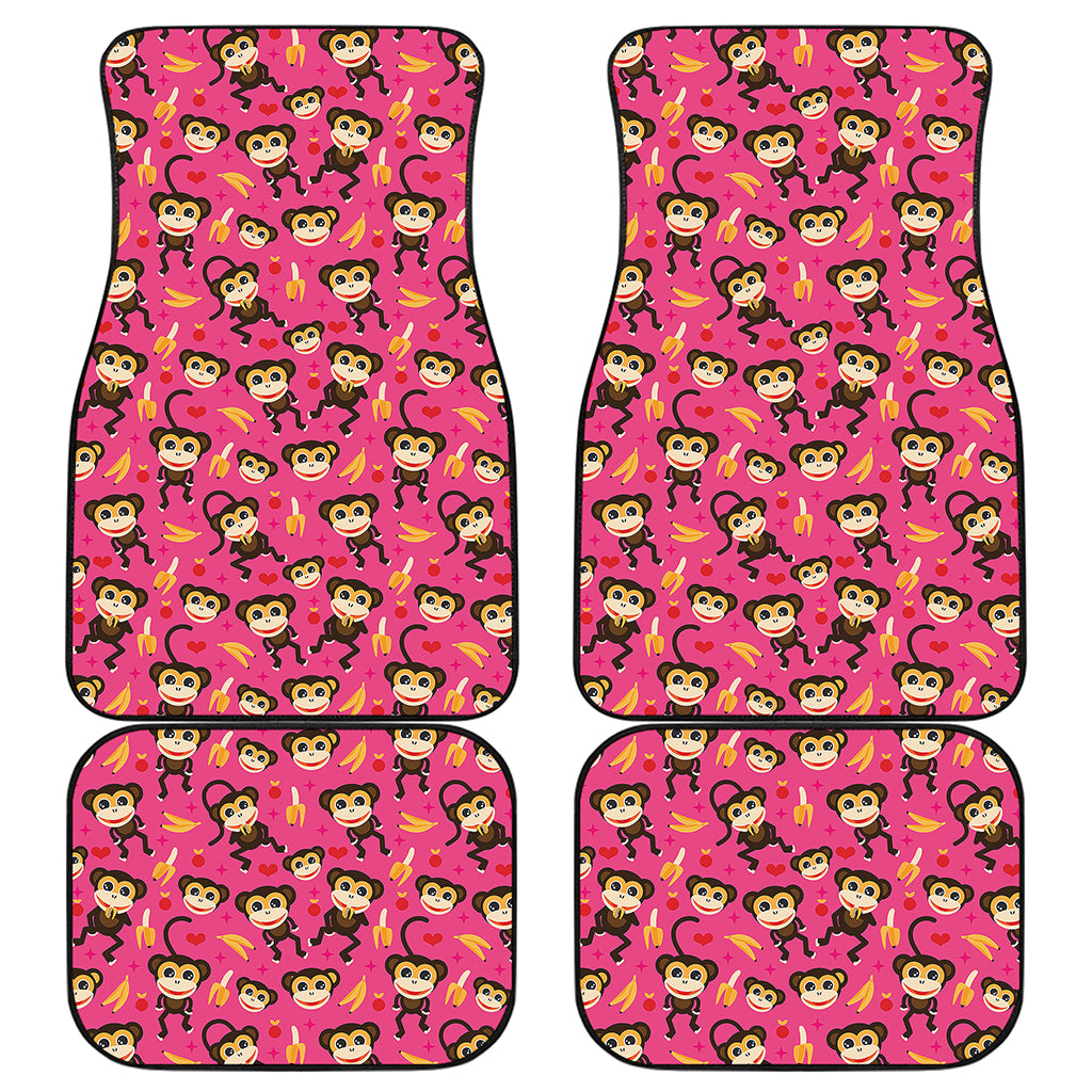Monkey And Banana Pattern Print Front and Back Car Floor Mats
