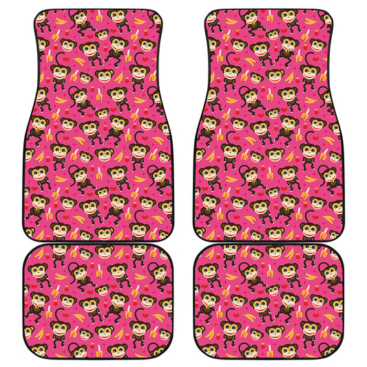Monkey And Banana Pattern Print Front and Back Car Floor Mats