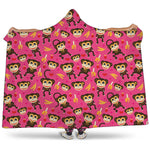Monkey And Banana Pattern Print Hooded Blanket