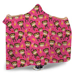 Monkey And Banana Pattern Print Hooded Blanket