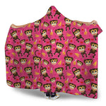 Monkey And Banana Pattern Print Hooded Blanket