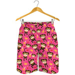Monkey And Banana Pattern Print Men's Shorts