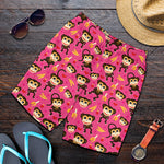 Monkey And Banana Pattern Print Men's Shorts