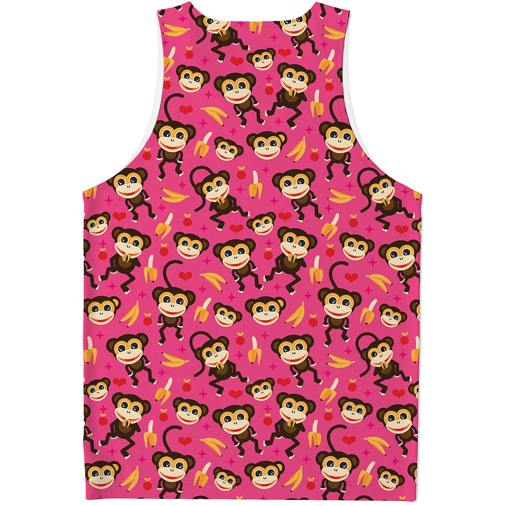 Monkey And Banana Pattern Print Men's Tank Top