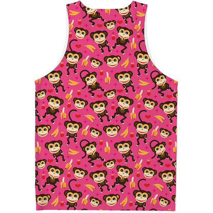 Monkey And Banana Pattern Print Men's Tank Top