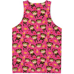 Monkey And Banana Pattern Print Men's Tank Top