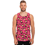 Monkey And Banana Pattern Print Men's Tank Top