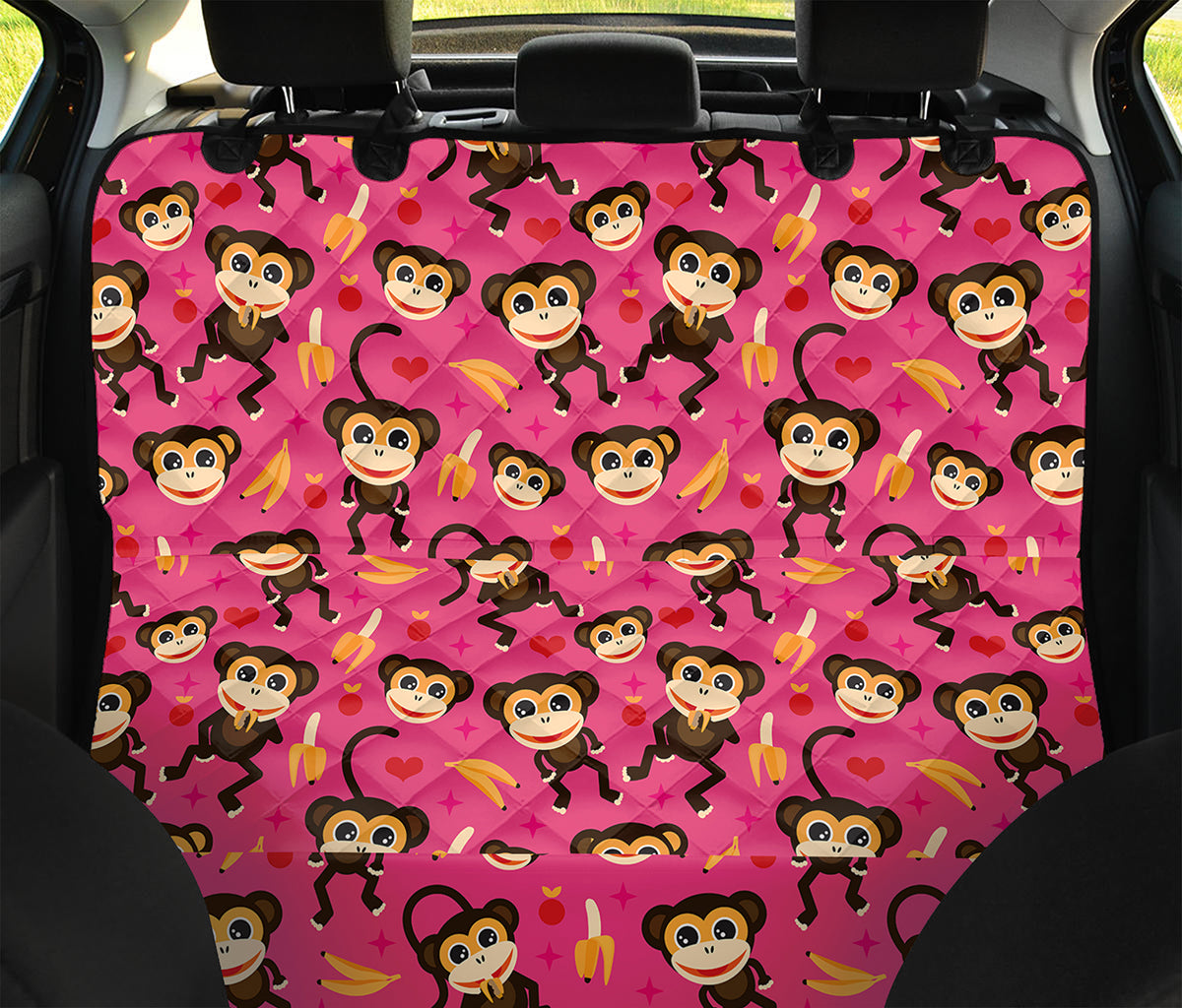 Monkey And Banana Pattern Print Pet Car Back Seat Cover