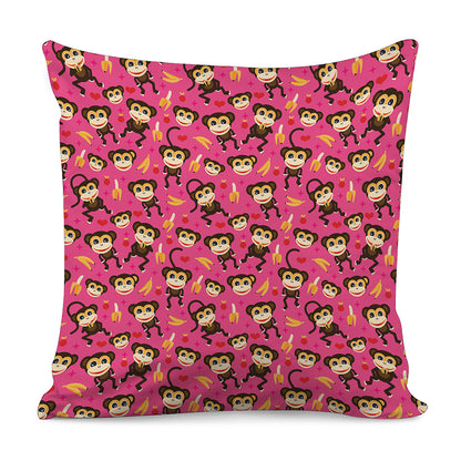 Monkey And Banana Pattern Print Pillow Cover