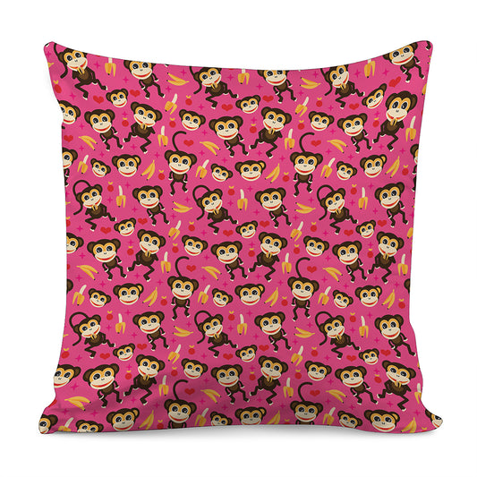 Monkey And Banana Pattern Print Pillow Cover