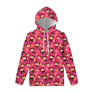 Monkey And Banana Pattern Print Pullover Hoodie