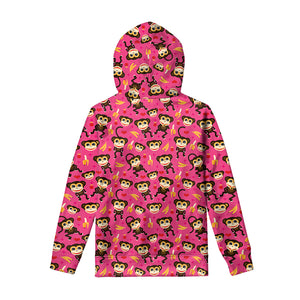 Monkey And Banana Pattern Print Pullover Hoodie