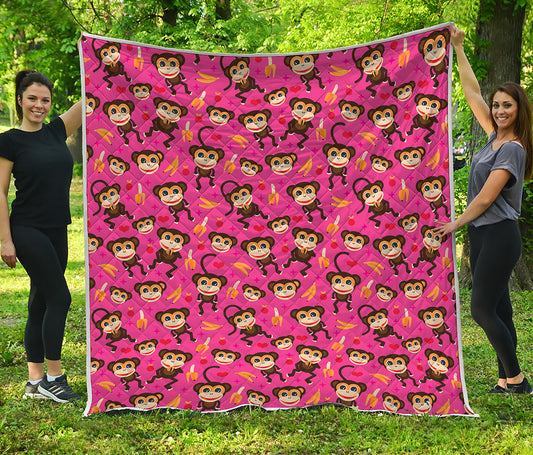 Monkey And Banana Pattern Print Quilt