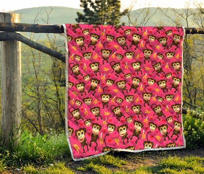 Monkey And Banana Pattern Print Quilt