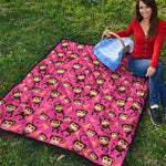 Monkey And Banana Pattern Print Quilt
