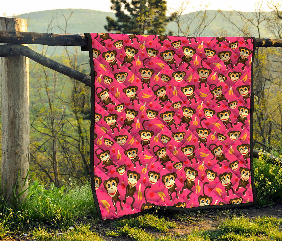 Monkey And Banana Pattern Print Quilt