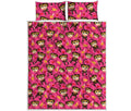 Monkey And Banana Pattern Print Quilt Bed Set