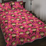 Monkey And Banana Pattern Print Quilt Bed Set