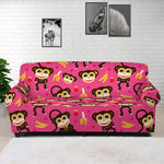 Monkey And Banana Pattern Print Sofa Cover