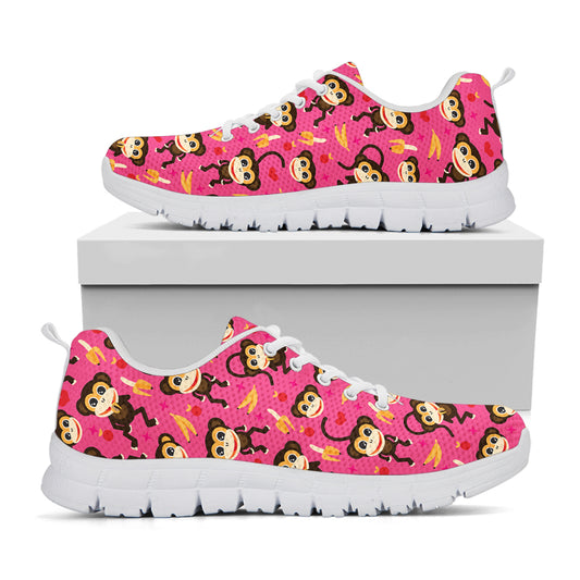Monkey And Banana Pattern Print White Sneakers