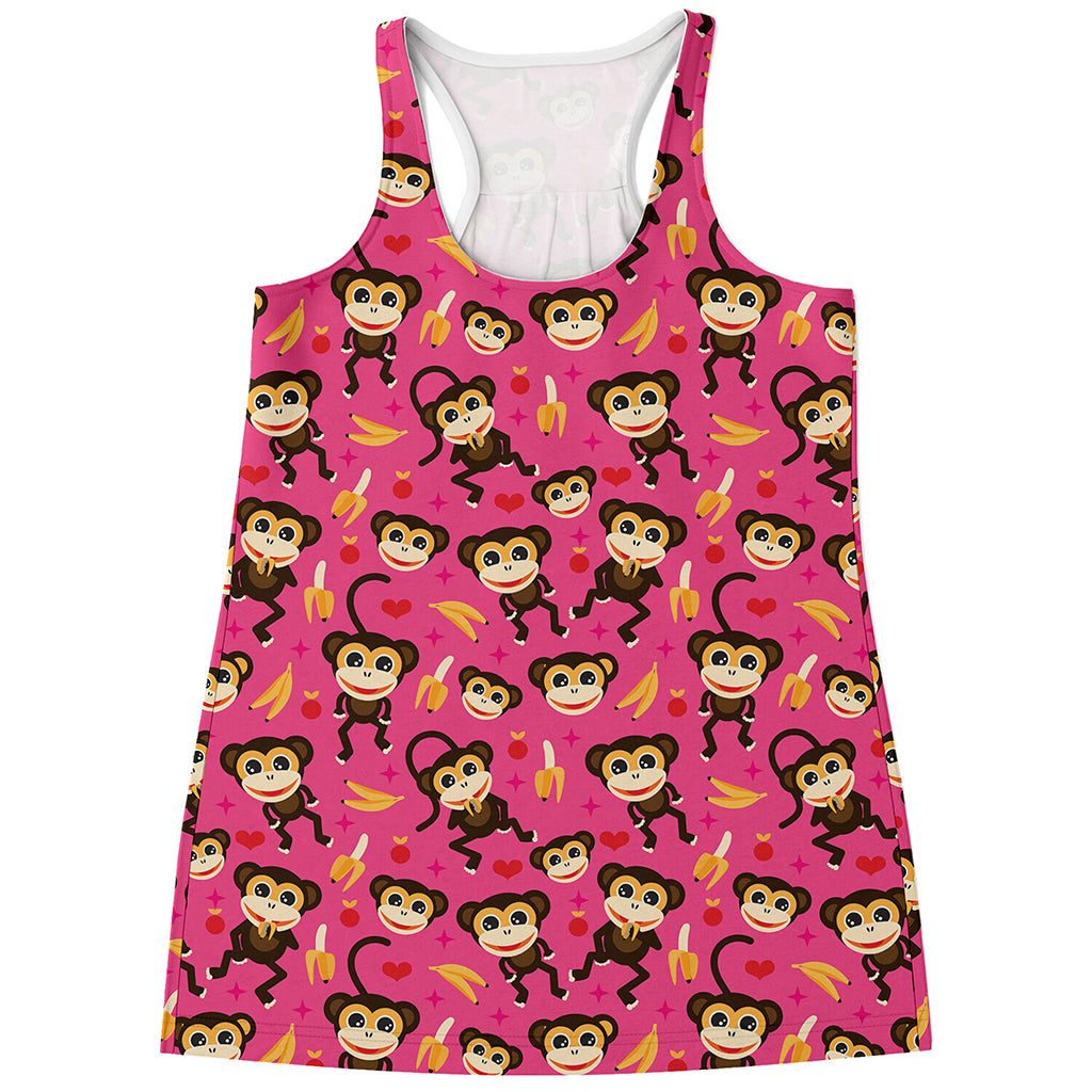 Monkey And Banana Pattern Print Women's Racerback Tank Top