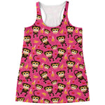 Monkey And Banana Pattern Print Women's Racerback Tank Top