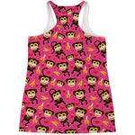 Monkey And Banana Pattern Print Women's Racerback Tank Top